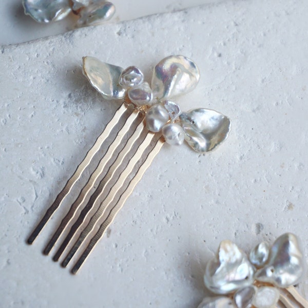 Natural Pearl Hair Comb, Freshwater Pearl Hair Comb, Baroque Pearl Hairpins, Freshwater Pearl Hair Pins,  Pearl Hair Comb Wedding, Pearl Pin