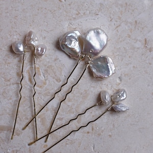 Bridal Pearl Hair Pin Set, Freshwater Pearl Bridal Hair Pins, Bridal Pearl Hair Piece, Pearl Wedding Hair Accessory, Natural Pearl Hair Pins