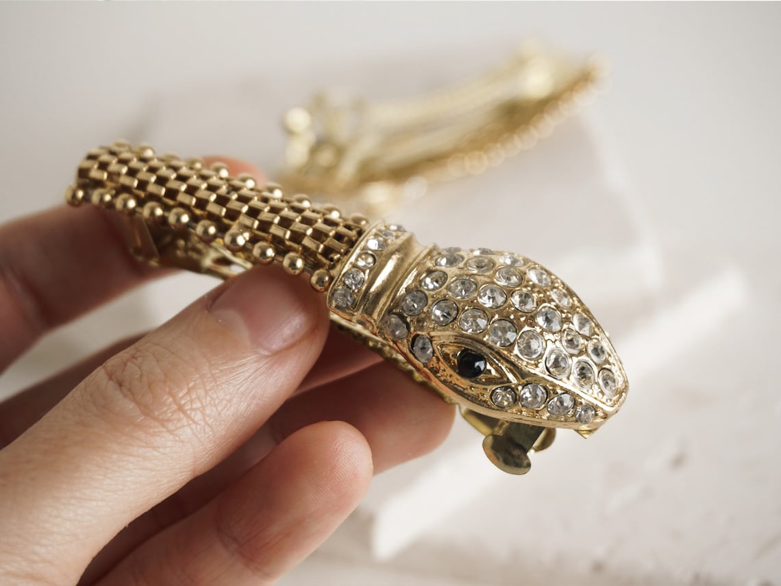 Snake Hair Clip Gold Snake Hair Barrette Snake Serpent Hair Etsy