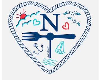 Pegatina de corazón náutico de North Fork