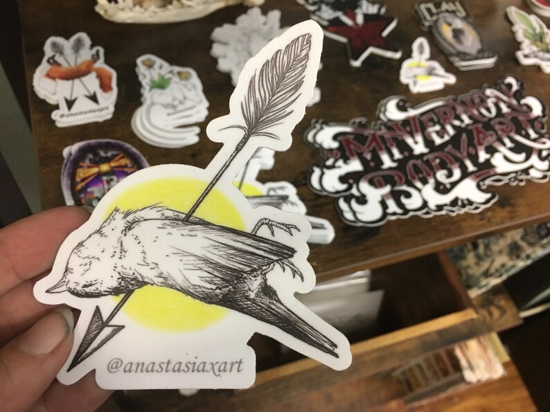 Large Sparrow with Arrow Sticker