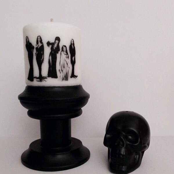 Glamour Ghouls (Vampira, Lily Munster, Elvira, Morticia) Pillar Candle