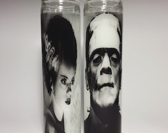 Frankenstein Monster & The Bride of Frankenstein Horror Prayer Candle set