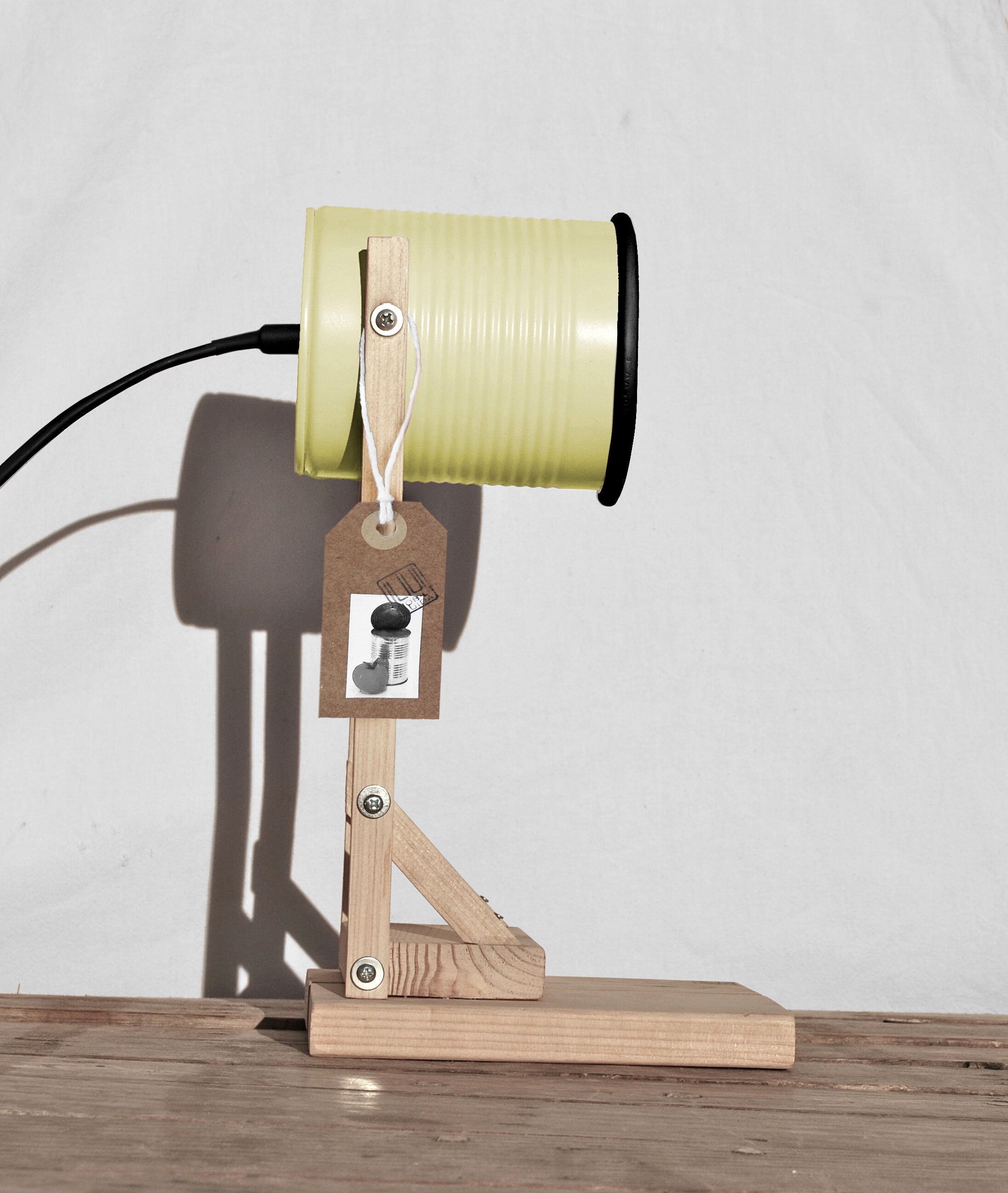 Pastel Yellos Black Details Desk Lamp Eco Friendly Recycled From