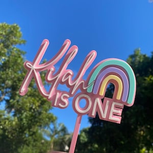 Personalised Rainbow Birthday Acrylic Cake Topper