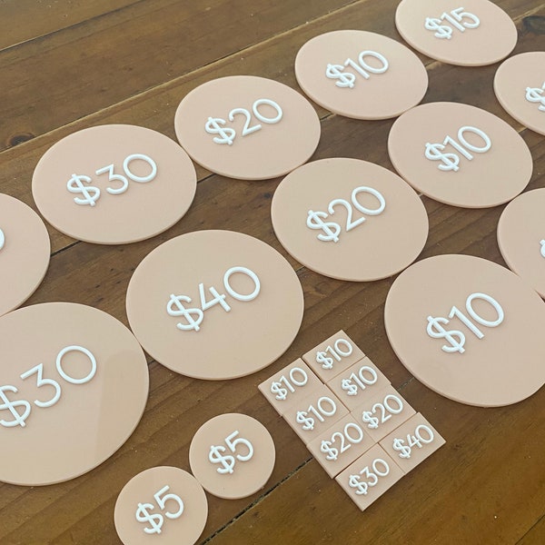 Acrylic Shaped Price Tags | Market Display | Wording