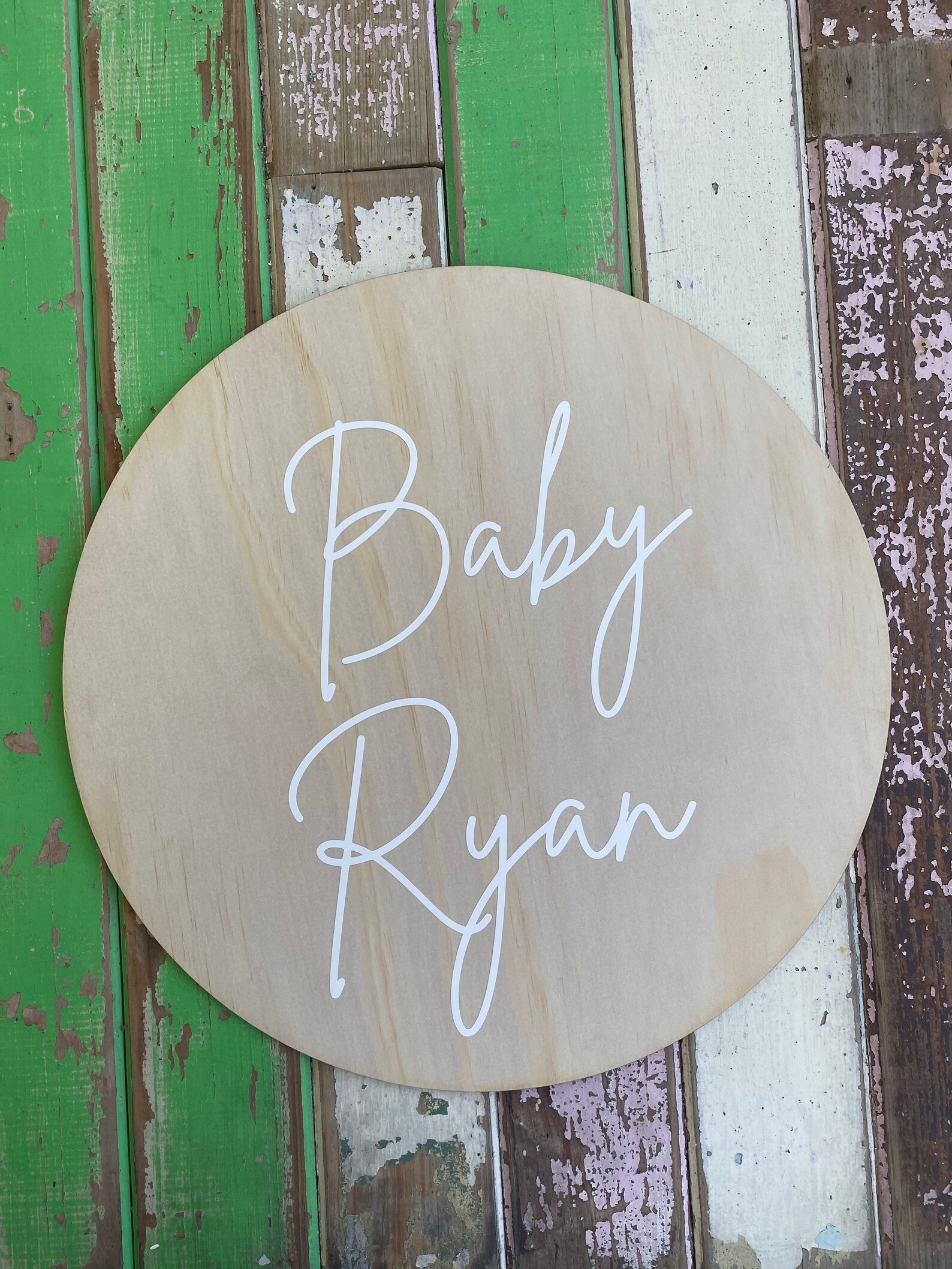 Personalised Baby Shower Round Wooden Sign/Party Display/Photo Etsy