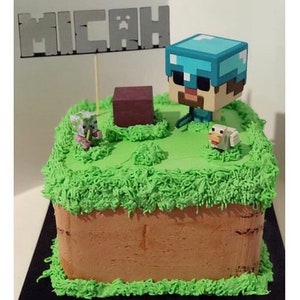 Topper De Gateau Minecraft Personnalise Etsy