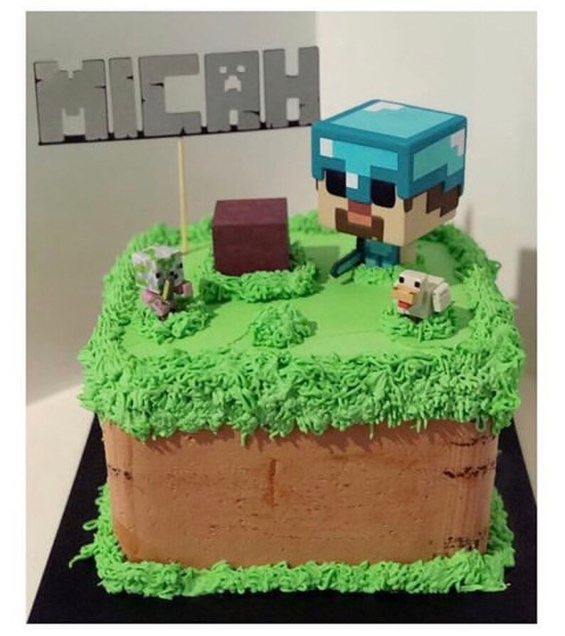 Personalised Minecraft Cake Topper Etsy