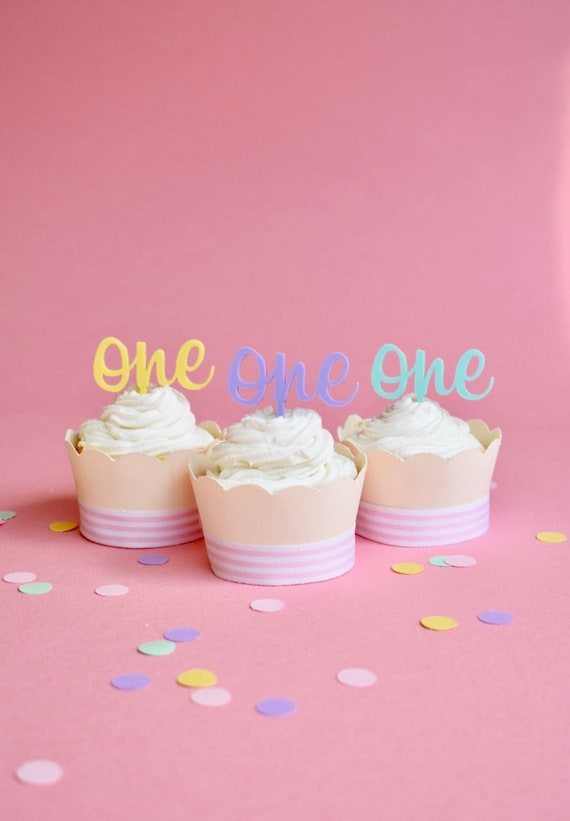 Number One/1st Birthday Pastel Acrylic Cupcake Toppers Il_570xn