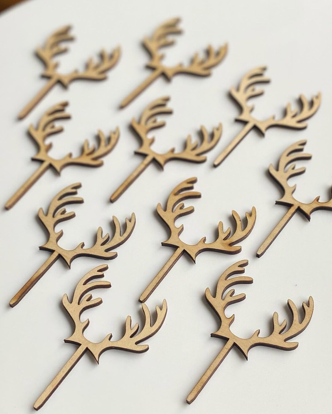 Wooden Antler Cupcake Toppers - Etsy