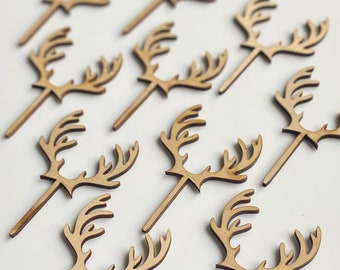 Wooden Antler Cupcake Toppers