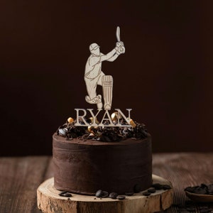 Personalised Wooden Cricket Player Cake Topper