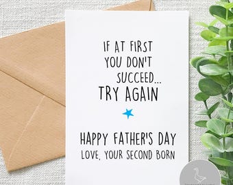 Funny Father's day card, Funny card for dad, Fathers day card, funny sibling card, second born child