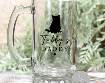 Personalised cat dad beer glass, personalised cat beer stein, cat dad birthday gift, gift from the cat, fathers day gift from the cat