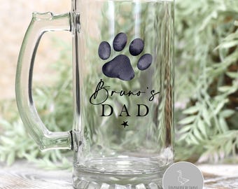 Personalised Dog dad beer glass, personalised Dog beer stein, Dog dad birthday gift, gift from the Dog, fathers day gift from the dog