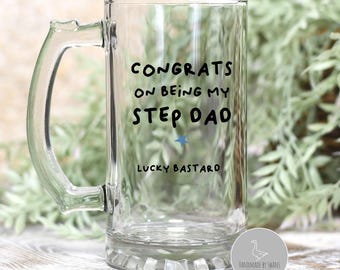 Funny beer glass for step dad, step dad birthday gift, funny beer stein for step dad, step dad father's day gift, gifts for men, rude