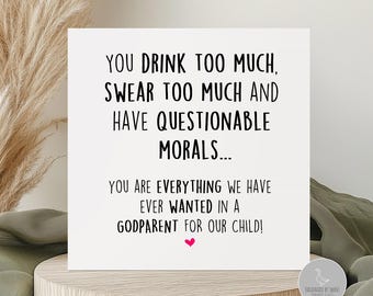 Funny will you be my godmother card, godparent card for friend,  funny will you be my godfather card, new baby card, card for godparents