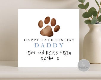 Dog Dad Father's Day Card, Paw Print Greeting, From the Dog