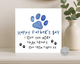 Funny Father's Day Card from the dog, Paw Print Greeting, dog dad fathers day card