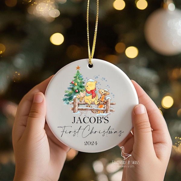 Personalised baby's first christmas bauble, bear christmas bauble, baby first christmas ornament, babies christmas keepsake bauble gift