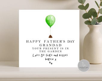 Funny Father's Day Card from Dog, Grandad Gift, Poop Balloon Design