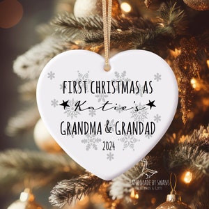 First Christmas as grandparents 2024 bauble,personalised hanging heart, 1st christmas bauble, christmas ornament, new grandparent,grandchild