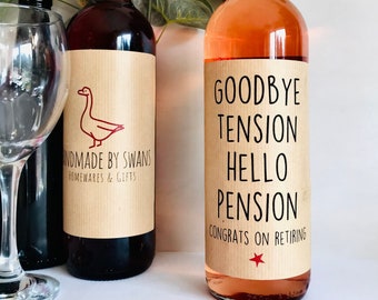 Etiquette de vin, cadeau de retraite, cadeau amusant, pour elle, pour lui, bouteille de vin, étiquettes de vin, cadeau amusant, bouteille de vin, cadeau de vin, amateur de vin, départ