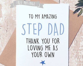 Step dad card, birthday card for step dad, card for men, card for him, card for dad, Step dad card, Step dad birthday card