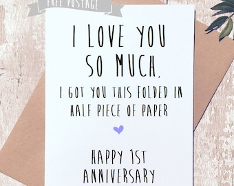 Happy Anniversary card, funny greeting card, first anniversary, 1st anniversary,