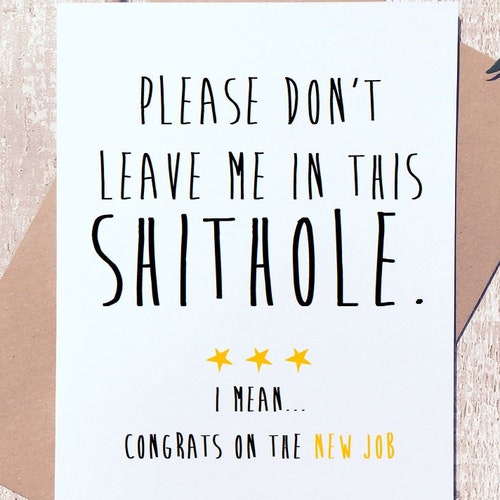 Drôle Neuf Job Carte Bon Voyage Bitch Coworker Leaving Good Luck Congrats Neuf Job Collègue Leaving Goodbye Leaving Job Drôle Carte Blague PC531