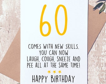 Tarjeta de cumpleaños número 60 divertida, tarjeta de sesenta, tarjeta de cumpleaños divertida, tarjeta para él, tarjeta para ella, tarjeta de cumpleaños número sesenta, tarjeta de cumpleaños para un amigo