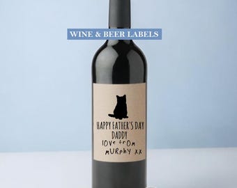 Father's day gift from the cat, Best Cat Dad gift,  fathers day gift from the Cat, wine lover gift for dad, beer label for cat dad, cat wine
