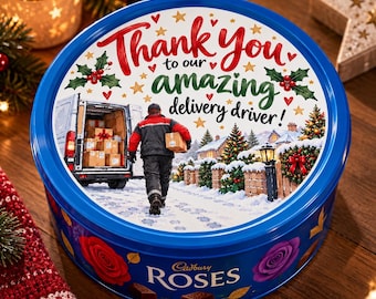 Christmas Delivery Driver Thank You gift, Postman Courier Gift, Sweet Tub Label,  Christmas Gift Label, chocolate tub label,