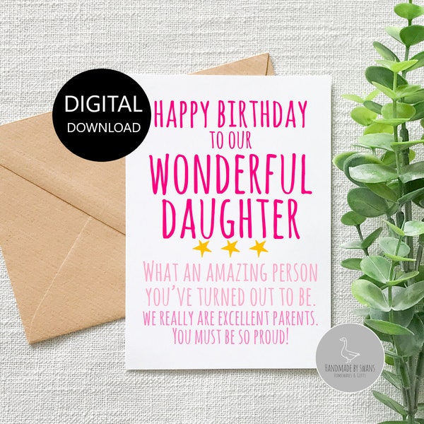 Funny birthday card for daughter, Funny card for our daughter, funny daughter birthday card, we are amazing parents, gift for daughter