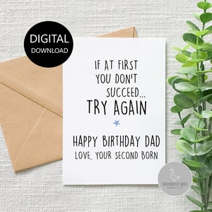 Cartão de aniversário engraçado para o pai, Cartão engraçado para o pai, Cartão para o pai, Cartão engraçado, cartão para ele, cartão engraçado para irmão, segundo filho
