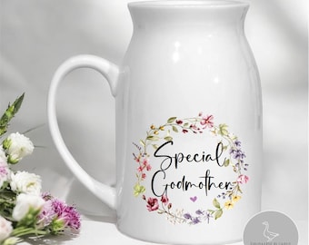 Vase for Godmother, personalised ceramic vase for flowers, Mother’s Day gift for godmother, Mother’s Day vase, birthday gift for grandma