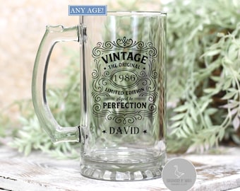 Personalised Birthday gift, personalised birthday beer glass, milestone birthday gift