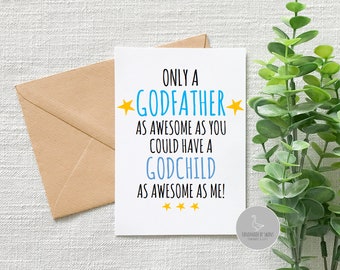 Funny godfather birthday card, Funny card from godchild, funny godfather fathers day card, awesome godfather card,fathers day