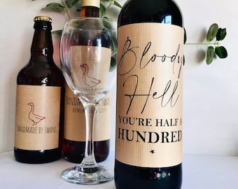 50th birthday wine label, Fiftieth birthday wine label, milestone label, special birthday, wine bottle label, gift for fiftieth birthday