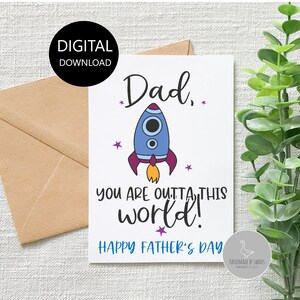 Cartão de dia dos pais, Cartão de dia dos pais de outro mundo, Cartão para o pai, Primeiro cartão de dia dos pais, Imprimir em casa, cartão para ele, digital, melhor pai