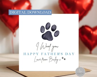 Father's day card from the dog, dog dad father's day card, dog grandad card, pet fathers day card, card from the dog,