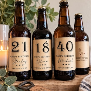 Personalised happy birthday beer label, birthday beer label, milestone label, special birthday, beer bottle label, 18th,21st,30th,40th,50th