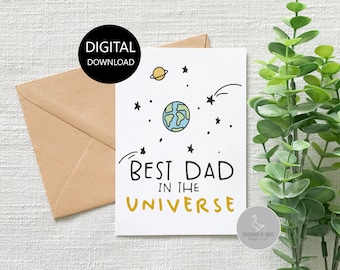 Father's day card, best dad in the universe father's day card, Card for dad, First father's day card, Print at home, card for him, digital,