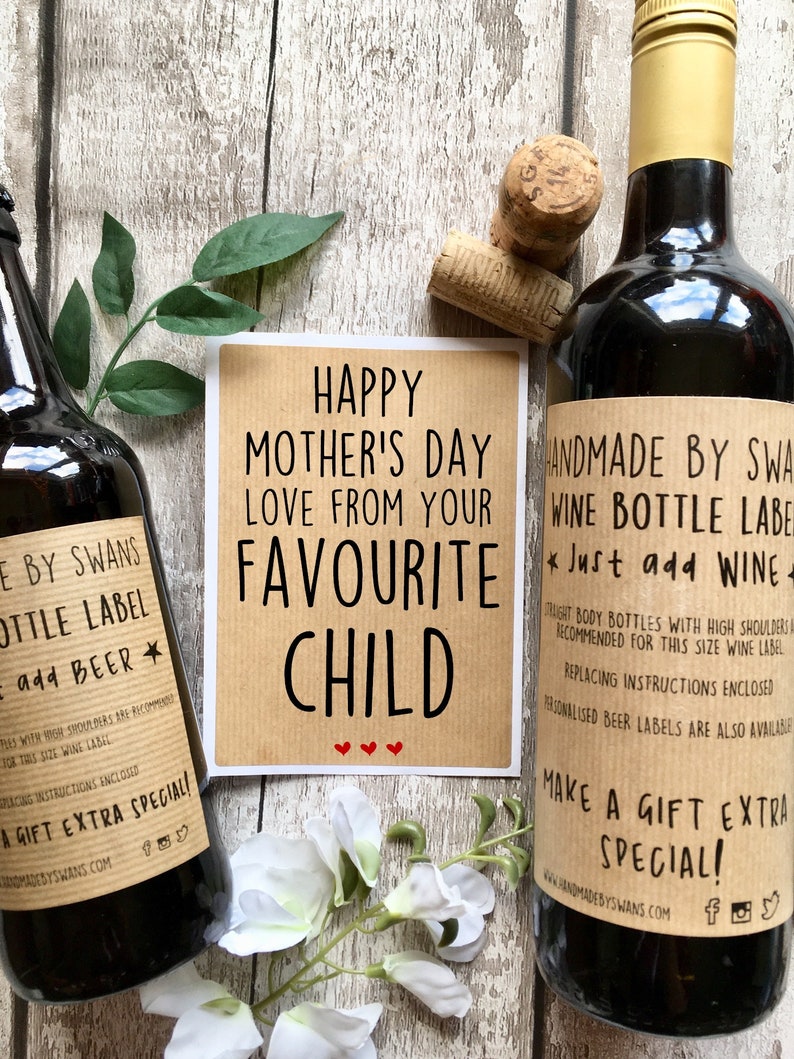 Labels for her mum gift wine labels funny sibling replacement ...