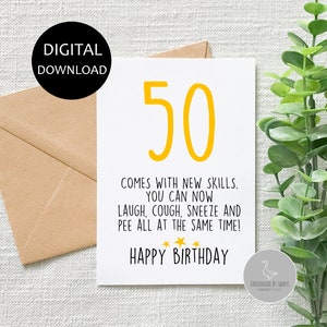 Lustige 50. Geburtstagskarte, 50, fünfzigste Geburtstagskarte, besonderes Alter, runder Geburtstag, Humor für Erwachsene, unhöflicher Geburtstag, fünfzigste Geburtstagskarte, fünfzig