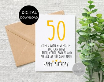 Biglietto Di Auguri Divertente Per 50° Compleanno | Con Busta In Carta Kraft | Scherzoso 'Forties Not Found' | Per Uomo O Donna