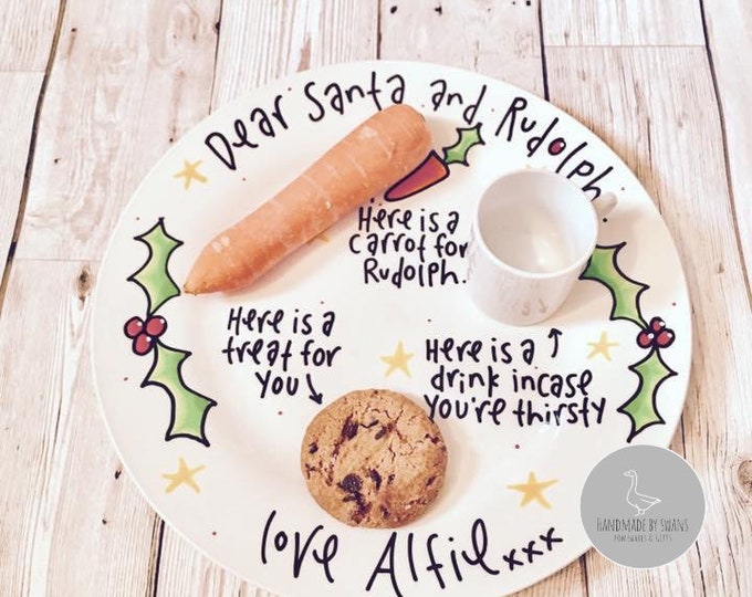 Santa Plate, Personalised Santa Plate and Mug Set, Plate and Mug Set