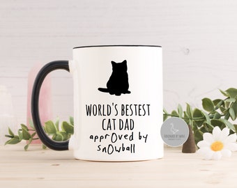 Personalised worlds bestest cat dad mug, personalised cat mug, cat dad birthday gift, mug from the cat, fathers day cat dad gift,fathers day