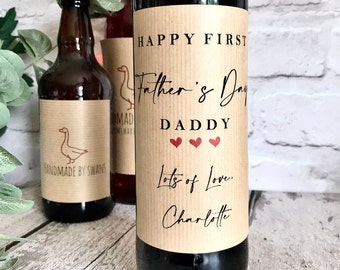 First Father's day as my Daddy gift, Personalised first father's day wine label, replacement beer label, fathers day gift, first fathers day